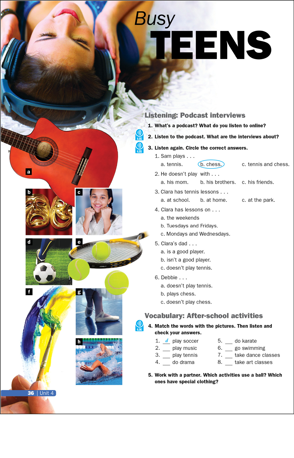 Sample page from Uncover about busy teens