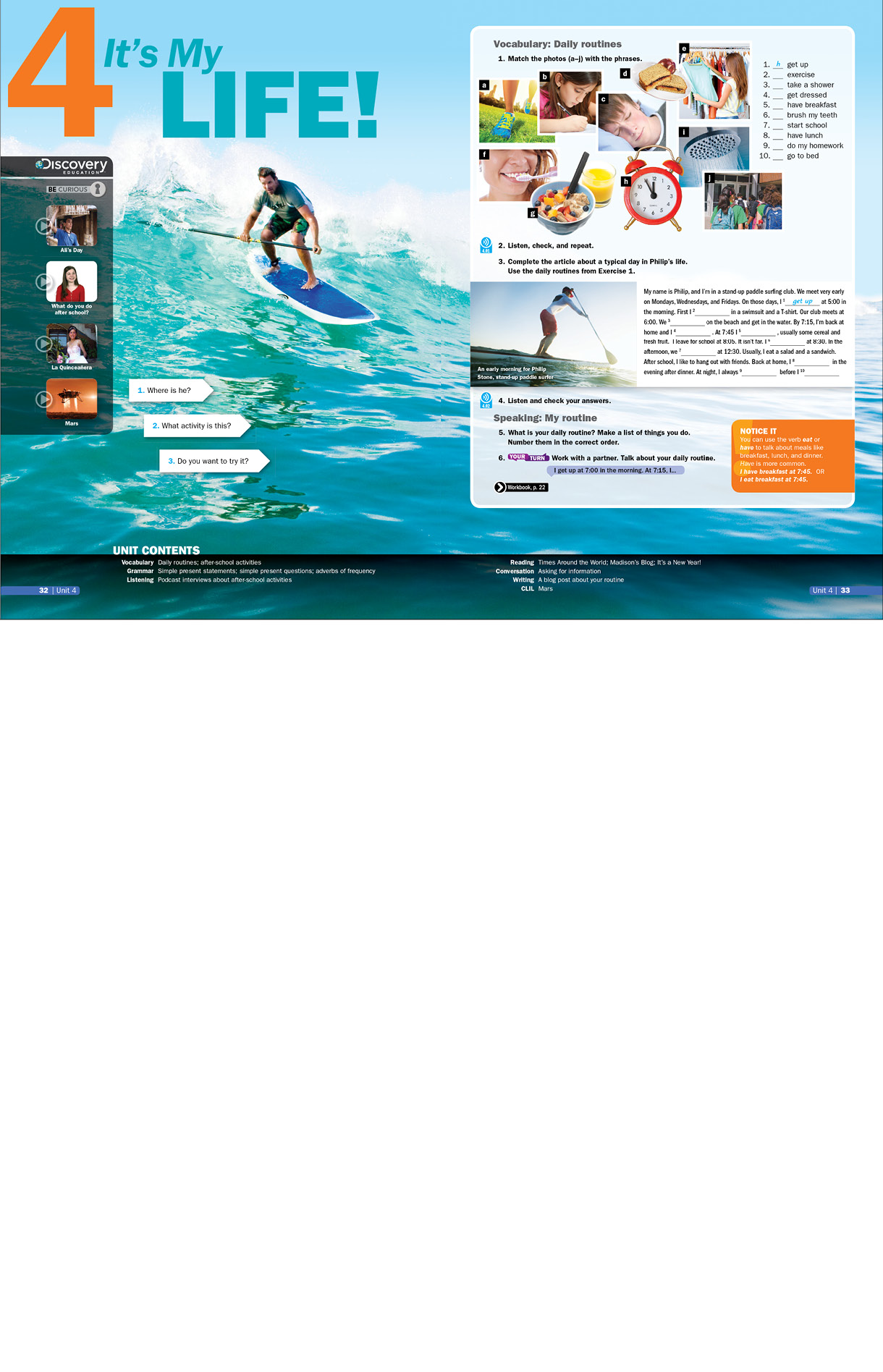 Sample page from Uncover about active lifestyles